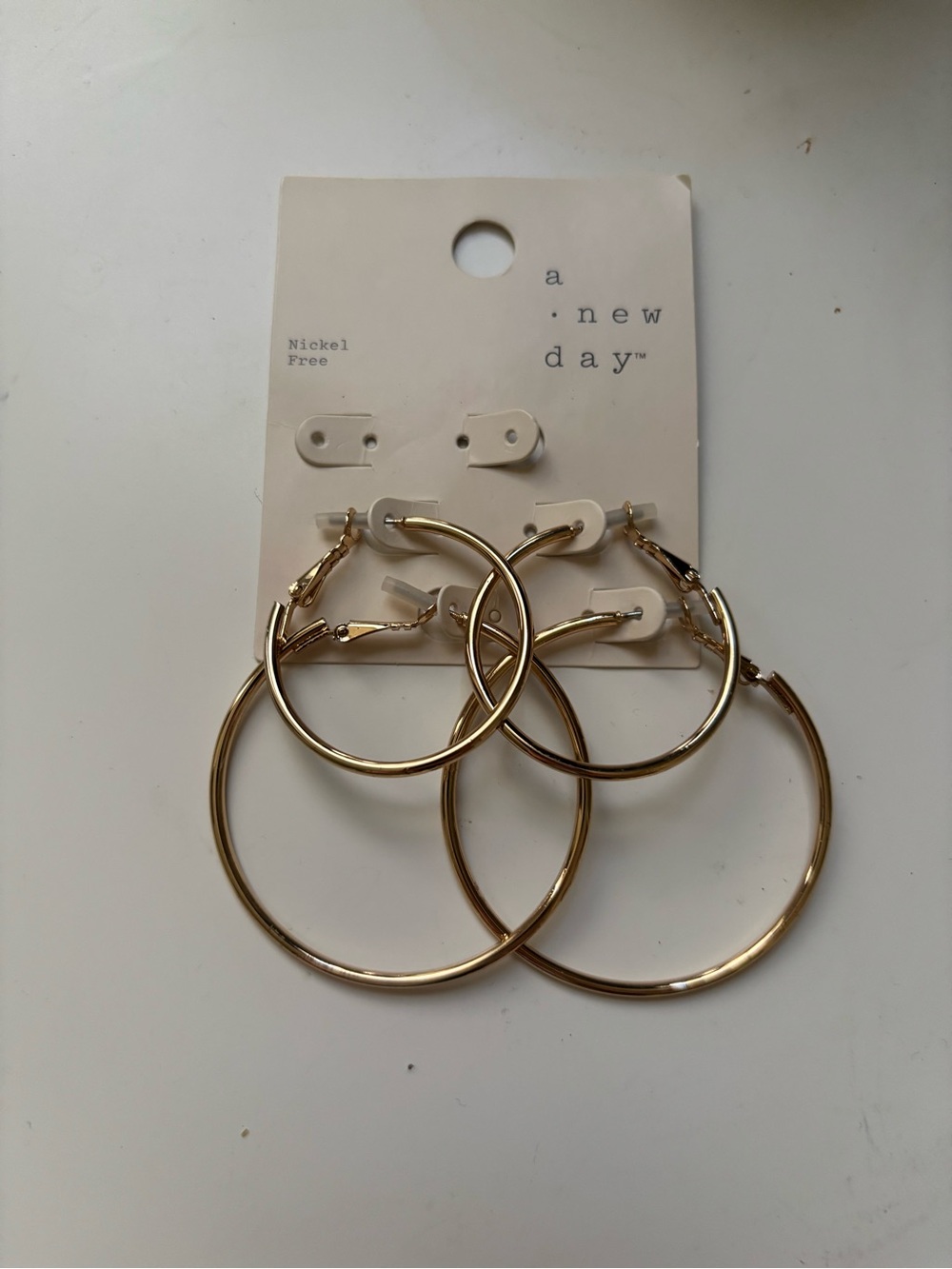 a new day Polished Gold Hoop Earring Set - Two Pair